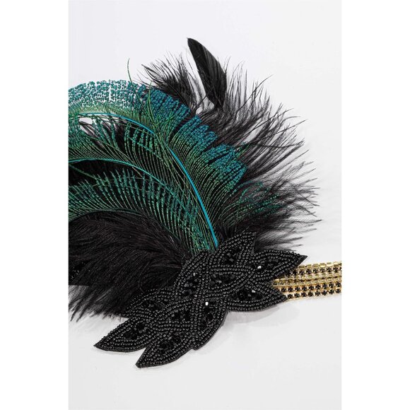 Art Deco Feather Headband Flapper 1920s Gatsby Accessories for Parties - Picture 2 of 3